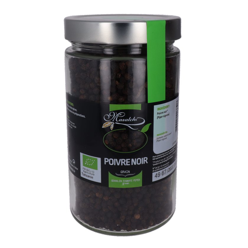 Poivre noir bio* - Entier(e) - Pot verre 720 ml 350 g épice bio