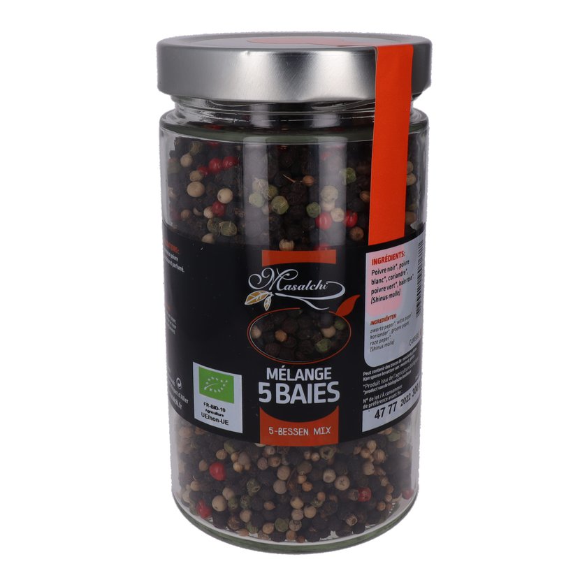 Mélange 5 baies bio* - Entier(e) - Pot verre 720 ml 290 g épice bio