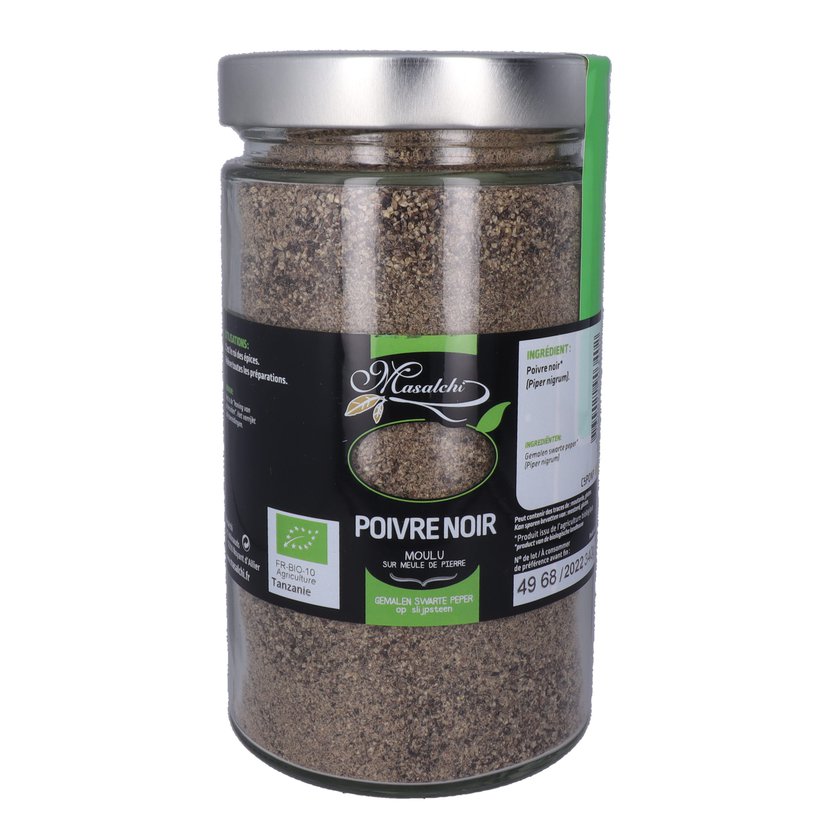 Poivre noir bio* - Moulu(e) - Pot verre 720 ml 340 g épice bio