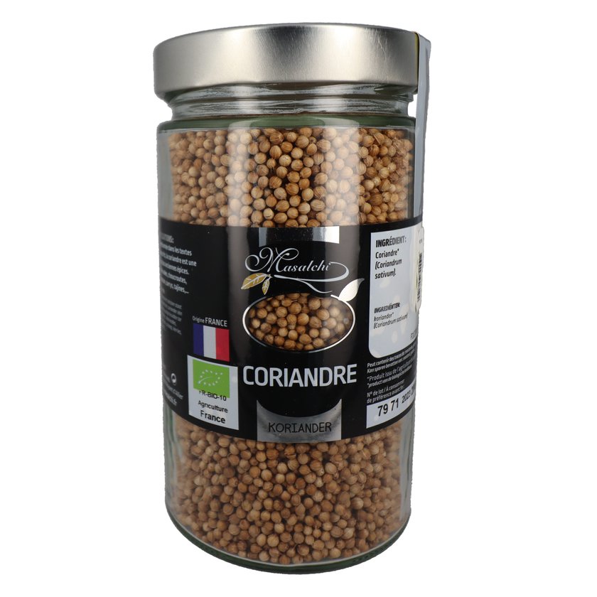 Coriandre bio* FRANCE - Entier(e) - Pot verre 720 ml 200 g épice bio